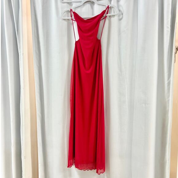 Perfect Stranger Thalia Sleeveless Mesh Strappy Back Maxi Dress Red 8 AUS / US 4 - Picture 2 of 7